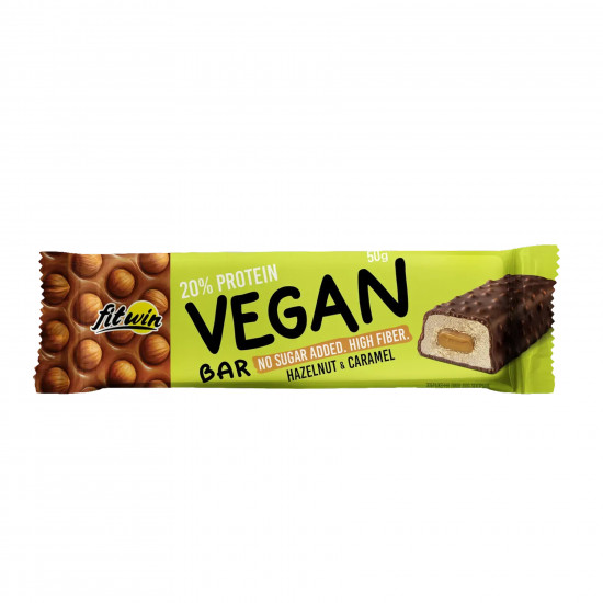 FitWin Vegan Bar - 12x50g Hazelnut & Caramel 2023-10-7338