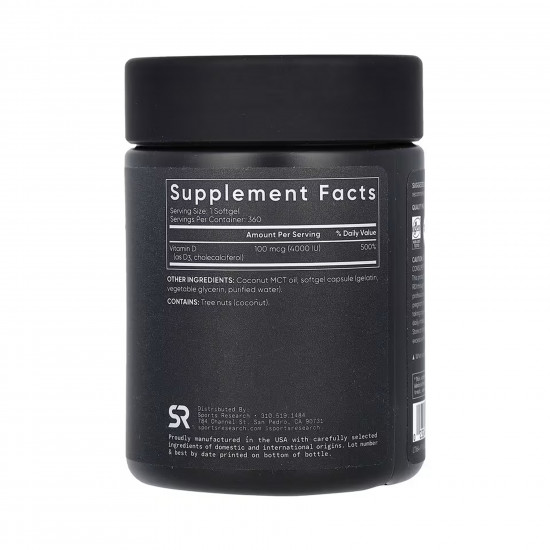 Sport Research Vitamin D3 4000IU - 360 softgels 2023-10-6657