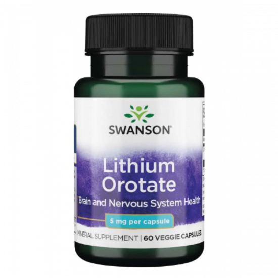 Swanson Lithium Orotate 5mg - 60veg caps 100-38-1833315-20