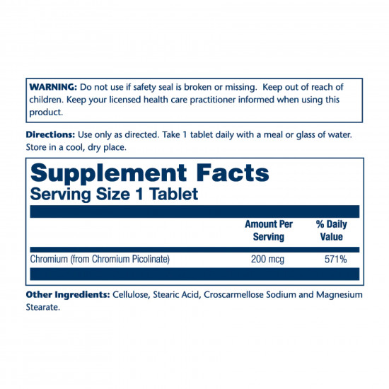 Solaray Chromium Picolinate 200mcg - 50 tabs (Пошкоджена банка) 2024-11-0440