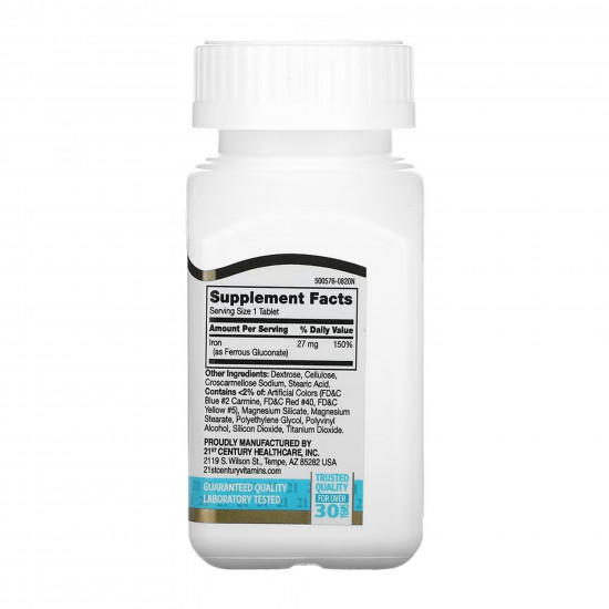 21st Century Iron 27 mg Ferrous Gluconate - 110 tabs 2023-10-7128