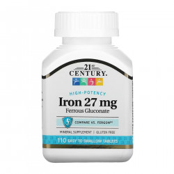 Iron 27 mg Ferrous Gluconate - 110 tabs