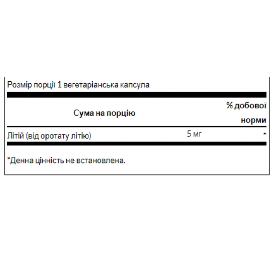 Swanson Lithium Orotate 5mg - 60veg caps 100-38-1833315-20