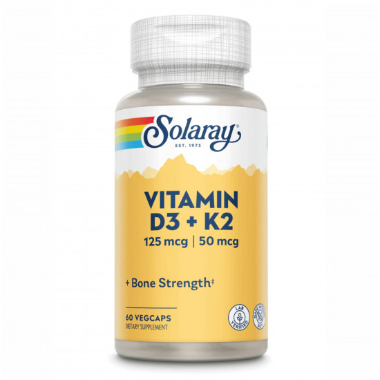 Solaray Vitamin D-3 & K-2 - 60 vcaps (Повреждена банка) 2023-10-7809