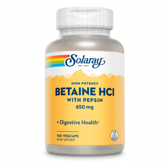 Solaray High Potency Betain HCl with Pepsin 650mg - 100 vcaps 2022-10-1029