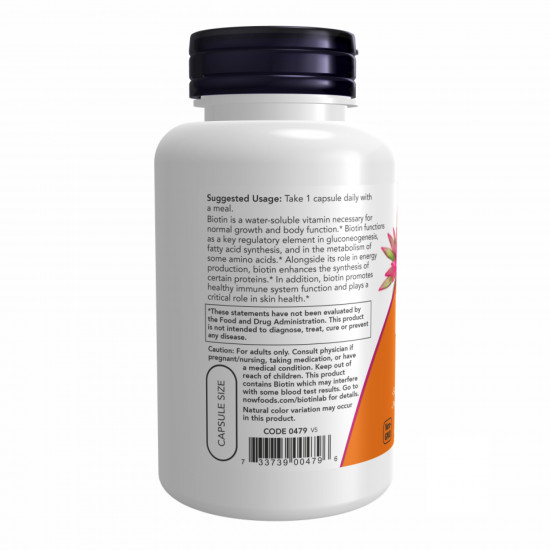 Now Foods BIOTIN 10mg (10,000mcg) - 120 vcaps 2022-10-0007
