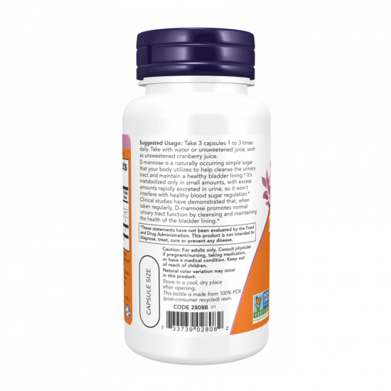 Now Foods D-Mannose 500 mg - 120 Caps 100-58-8831431-20