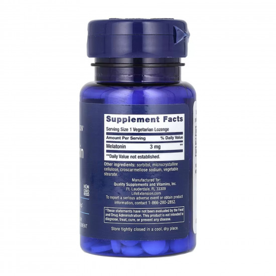Life Extension Melatonin 3mg - 60 vegetarian lozenges 2023-10-4283
