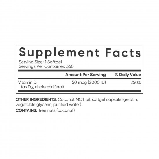 Sport Research Vitamin D3 2000IU - 360 softgels 2023-10-4400