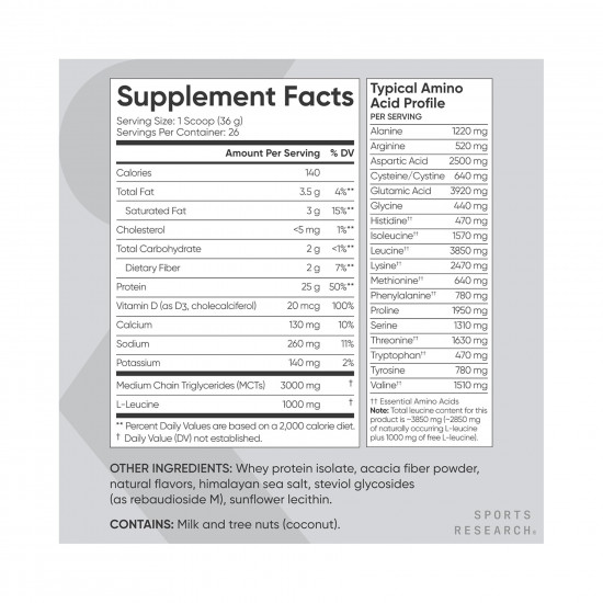Sport Research Whey Protein Isolate - 940g Creamy Vanilla 2024-11-0166