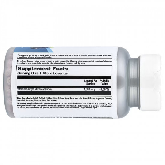 KAL B12 Methylcobalamin 1000mcg - 60 lozenges Berry (Пошкоджена банка) 2024-11-0220