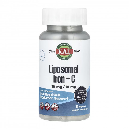 KAL Liposomal Iron 18mg - 30 vcaps 2023-10-6993