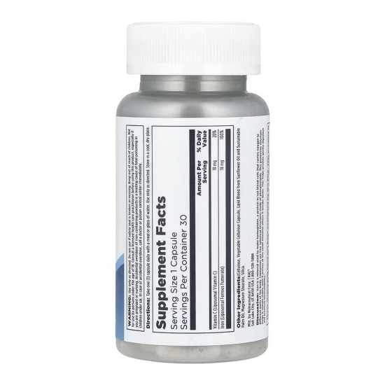 KAL Liposomal Iron 18mg - 30 vcaps 2023-10-6993