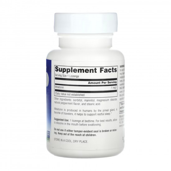 Source Naturals Sleep Science® Melatonin 1mg Peppermint - 100 lozenges 2023-10-4336