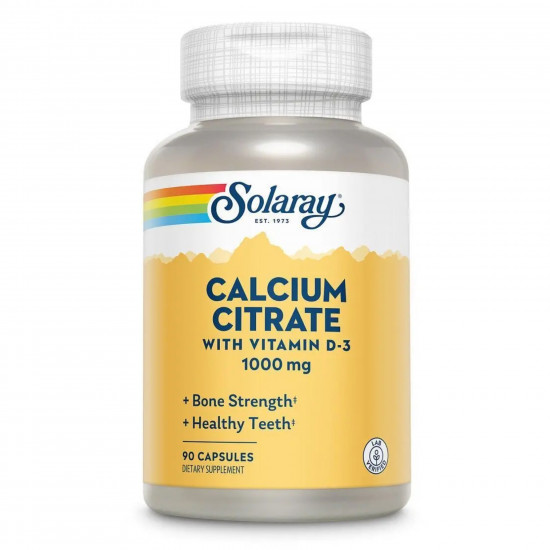Solaray Calcium w/ D3 Citrate 1000mg - 90 caps (Пошкоджена банка) 2024-11-0323