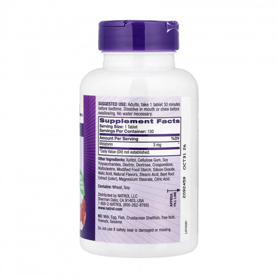 NATROL Melatonin 3mg - 150 tabs 2023-10-6228
