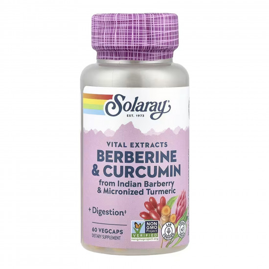 Solaray Berberine & Curcumin 600mg - 60 vcaps 2023-10-7734