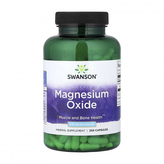 Swanson Magnesium Oxide 200 mg - 250 caps 2023-10-6873