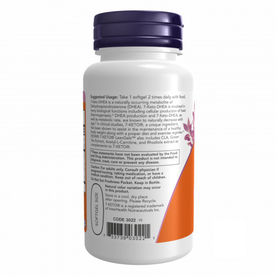 Now Foods 7-KETO LeanGels 100 mg - 60 Softgels 2022-10-0406