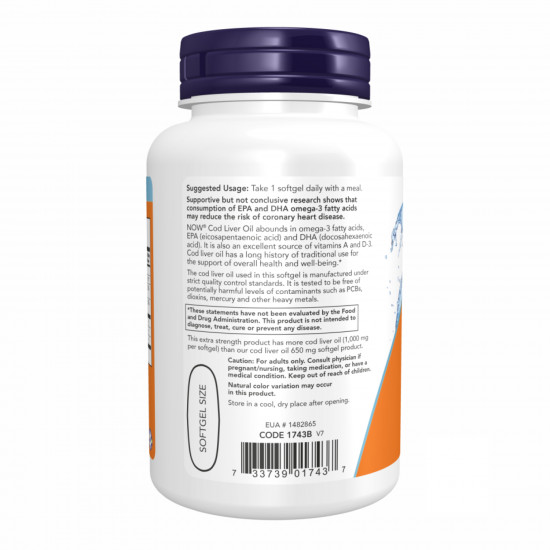 Now Foods Cod Liver Oil 1000mg - 90 sgels 2022-10-0064