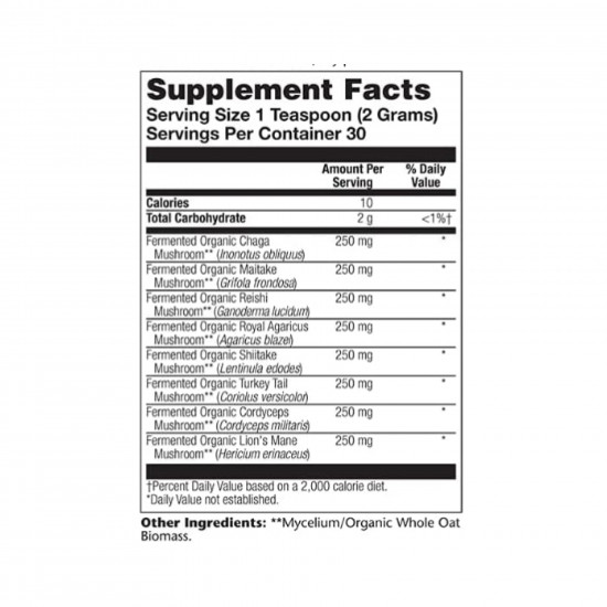 Solaray Organic Fermented Mushroom Complete 2000mg - 60g (Пошкоджена етикетка) 2024-11-0328