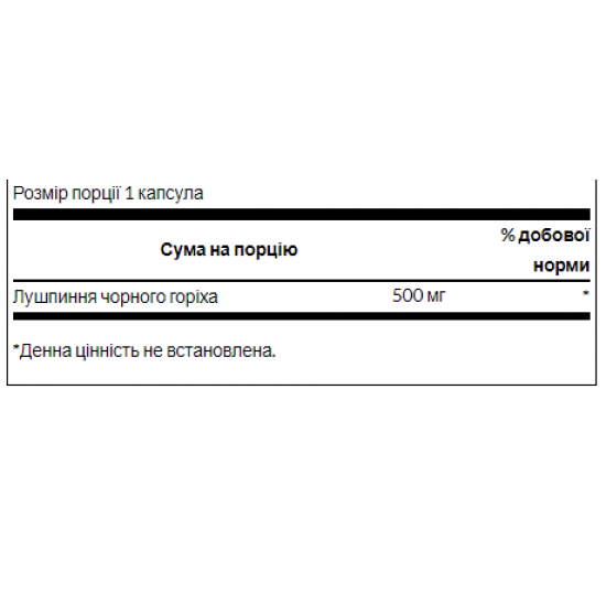 Swanson Black Walnut Hulls 500mg - 60caps 100-74-4582106-20