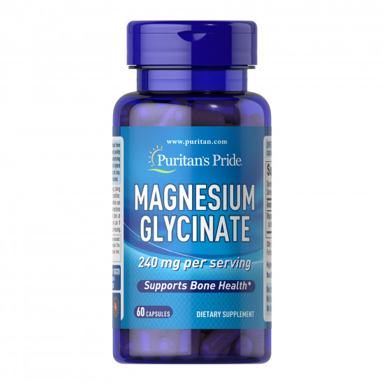Puritans Pride Magnesium Glycinate 240mg per serving - 60 caps 2023-10-5932