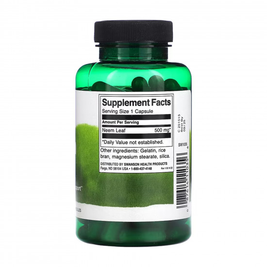 Swanson Neem Leaf 500 mg - 100 caps 2023-10-6663