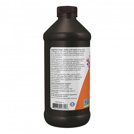 Now Foods Sunflower Liquid Lecithin - 16 fl oz 2022-10-0686