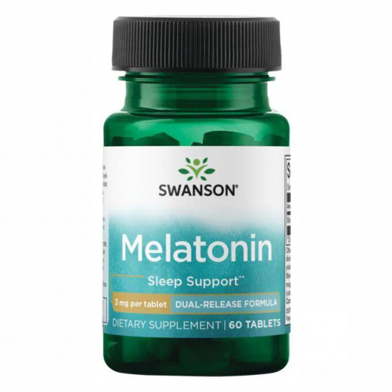 Swanson Melatonin-Dual-Release 3mg - 60tabs 100-41-5548430-20 Swanson Melatonin-Dual-Release 3mg - 60tabs 100-41-5548430-20