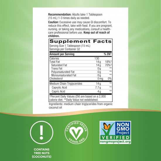 Nature's Way 100% Organic MCT Oil - 16 oz 2022-10-1088