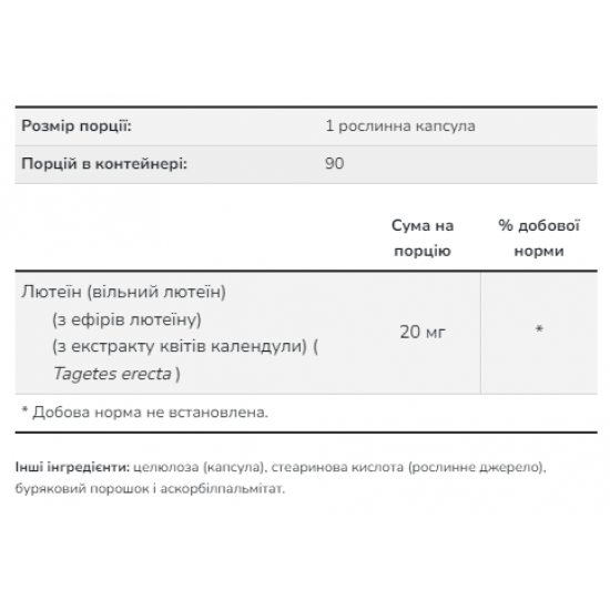 Now Foods Lutein 20mg (From Esters) - 90 vcaps 2022-10-1707