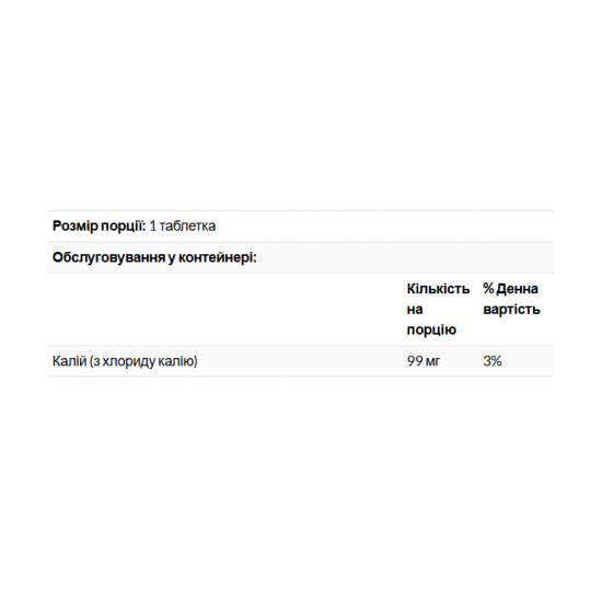 KAL Potassium 99 Chloride - 100 tabs 2023-10-5195