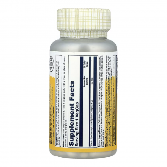 Solaray Vitamin K-2 MK-7 50mcg - 60 vcaps 2023-10-7411