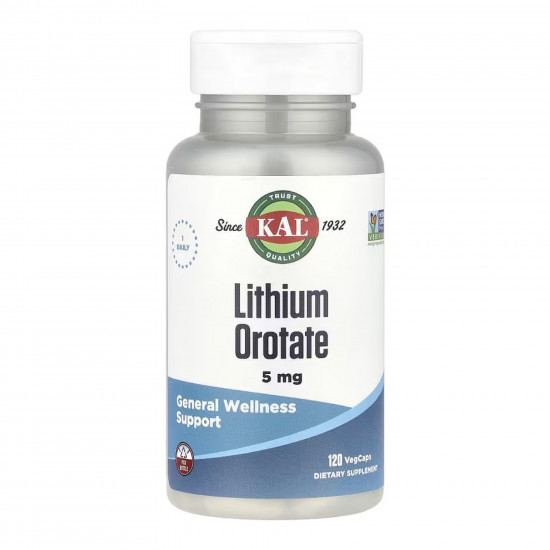 KAL Lithium Orotate 5mg - 120 vcaps 2023-10-5196
