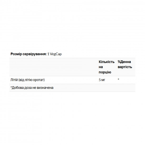 KAL Lithium Orotate 5mg - 120 vcaps 2023-10-5196