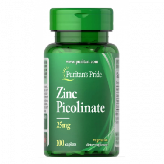 Puritans Pride Zinc Picolinate 25 mg - 100 Caplets 100-28-5765146-20