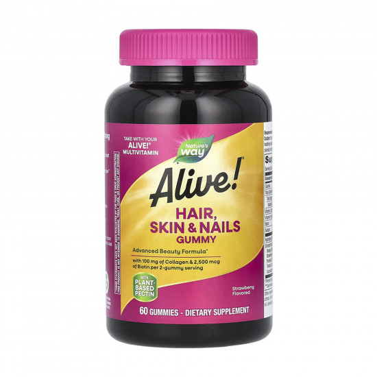 Nature's Way Alive! Hair, Skin & Nail Gummy - 60 gummies 2023-10-6381 Nature's Way Alive! Hair, Skin & Nail Gummy - 60 gummies 2023-10-6381