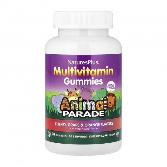 Nature's Plus Animal Parade Multivitamin Gummies - 90 Gummies Cherry, Grape & Orange 2024-11-0572