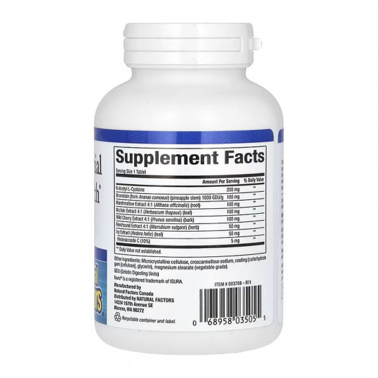 Natural Factors Lung Bronchial & Sinus Health - 90 tabs 2023-10-7738