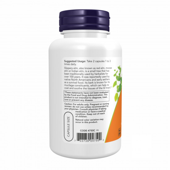 Now Foods Slippery Elm 400 mg - 100 vcaps 2022-10-0117