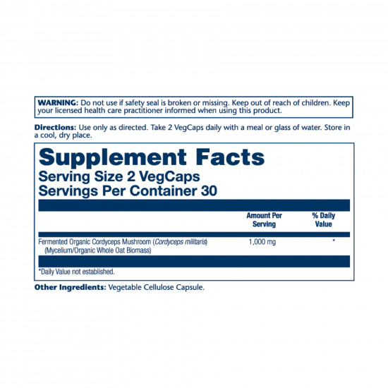 Solaray Org Grown Fermented Cordyceps 1000mg - 60 vcaps 2023-10-2149