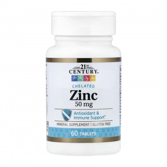 21st Century Zinc Chelated 50 mg - 60 tabs (Пошкоджена банка) 2024-11-0405