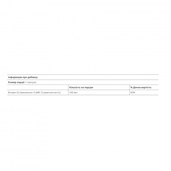 Vitamin K2 100mcg - 60 vcaps Vitamin K2 100mcg - 60 vcaps