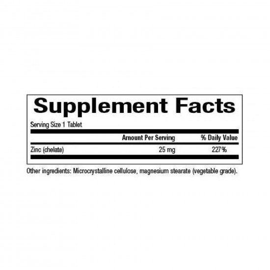 Zinc Chelate 25mg - 90 tabs Zinc Chelate 25mg - 90 tabs