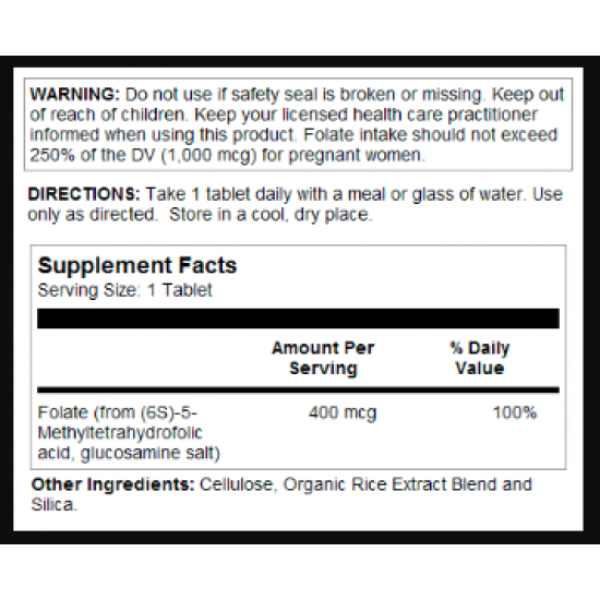 Methyl Folate 400mcg - 90 tabs Methyl Folate 400mcg - 90 tabs