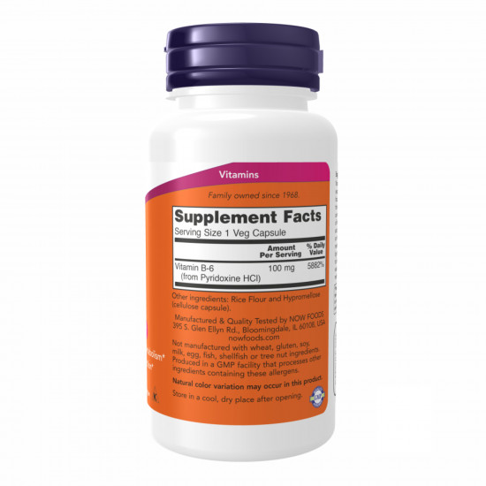 Now Foods B-6 100mg - 100 caps 2022-10-0001