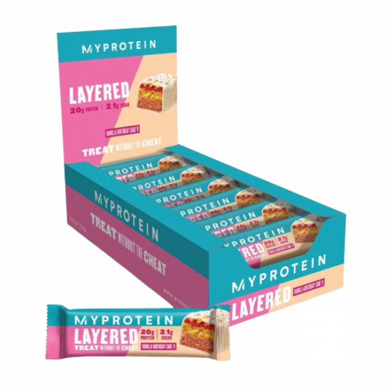 Layered Bar - 12x60g Vanilla Birthday Cake Layered Bar - 12x60g Vanilla Birthday Cake