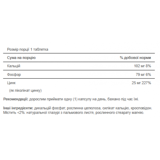 Zinc Picolinate 25 mg - 100 Caplets Zinc Picolinate 25 mg - 100 Caplets