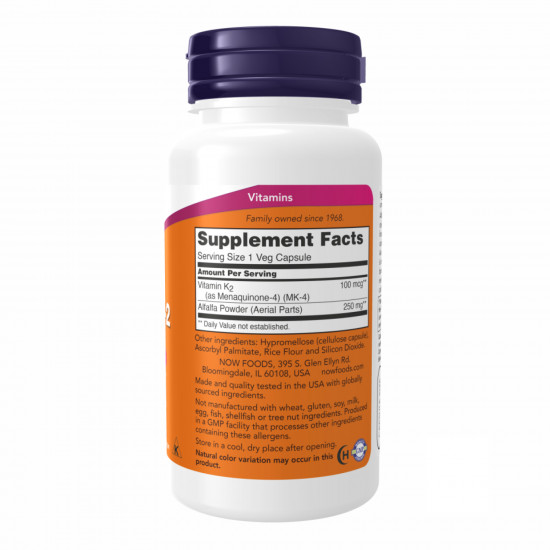 Now Foods Vitamin K-2 100mcg - 100 vcaps 2022-10-0460 Now Foods Vitamin K-2 100mcg - 100 vcaps 2022-10-0460